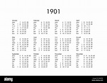 Calendar of year 1901 Stock Photo - Alamy
