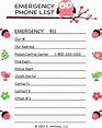 Emergency Phone Number List Template ~ Addictionary