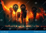 Arboles Ardientes Y Palmeras Durante El Desastre Con Incendios ...