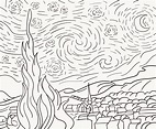 The Starry Night 1889 by Vincent van Gogh adult coloring page 1218623 ...