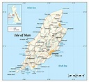Large detailed map of Isle of Man with relief, roads and cities | Isle ...