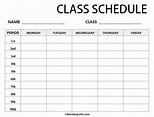 Printable Class Schedule Template for School & College Students in 2020 ...