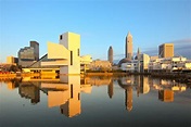 Stadtbild Von Cleveland-Hafen USA Stockbild - Bild von grenzstein ...