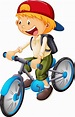 A boy riding a bicycle cartoon character isolated on white background ...