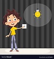 A kid turning on light Royalty Free Vector Image