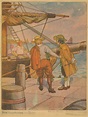 Robinson Crusoe at the pier in England - NYPL Digital Collections