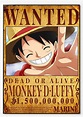 Wanted Luffy Poster Monkey Luffy Dead or Alive Poster Anime - Etsy ...