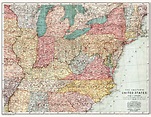 Old map of the Eastern United States in 1909. Buy vintage map replica ...