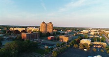 Aerial Battle Creek Michigan Usa Federal Center Town Cinematic Drone ...