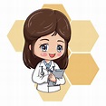 Ilustración de personaje de dibujos animados doctora | Vector Premium