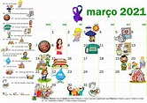 ♥Algo Tão Doce Educação♥: Calendário Datas comemorativas Março 2021
