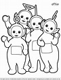 Cute Teletubbies coloring page with all four teletubbies, can you color ...