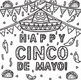 Happy Cinco de Mayo Banner Coloring Page for Kids 14743469 Vector Art ...