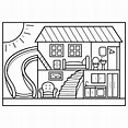 Premium Vector | Doll house coloring page for kids, vector illustration ...