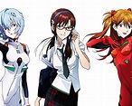 Three female anime characters, Neon Genesis Evangelion, Ayanami Rei ...