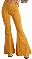 Women's High Rise Stretch Mustard Bell Bottom Jeans | Rock and Roll Denim