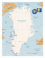 Detailed political map of Greenland with cities and airports ...