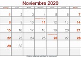 Calendario noviembre 2020 con festivos para imprimir | Nosovia.com
