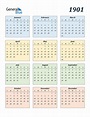 1901 Calendar (PDF, Word, Excel)