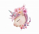 Lindo bebé unicornio con flor acuarela ilustración | Vector Premium