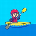 Cute People Playing Kayak Cartoon Vector Icon Illustration. People ...