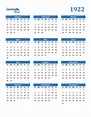 1922 Calendar (PDF, Word, Excel)