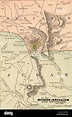 Mapa antiguo original de Jerusalén desde 1884 libros de geografía ...