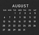 2023 August White Calendar PNG | Citypng