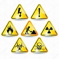 Set of seven yellow warning signs premium vector in Adobe Illustrator ...
