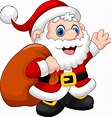 Premium Vector | Cute santa claus cartoon waving and carrying christmas ...