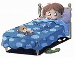Boy in bed at night afraid of isolated monsters - Illustrations from ...
