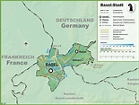 Canton of Basel-Stadt map with cities and towns