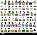 all vector high detailed maps and flags of African countries arranged ...