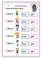 boys and girls interactive worksheet | Preschool learning activities ...