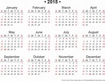 2018 Free Annual Calendar Template - Printable Blank Calendar.org