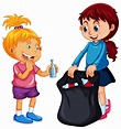 Good Kids Collecting Rubbish on White Background 414434 Vector Art at ...