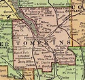 Tompkins County, New York, 1897, Map, Rand McNally, Ithaca, Groton ...