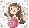 Dibujos animados vectoriales de una mujer embarazada anhelando ...