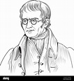John Dalton cartoon Portrait. Er war ein englischer Chemiker, Physiker ...