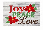 Joy Peace Love - Merry Christmas - Rustic Wood Home Decor Metal Sign ...