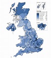 Mappa della popolazione del Regno Unito (UK): densità e struttura della ...
