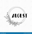 August White Lettering On Black Background With Flowers. Vector Black ...