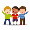 Grupo de tres niños felices juntos. concepto de amistad | Vector Premium
