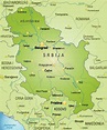 Karte von Serbien als Übersichtskarte in Grün - Lizenzfreies Bild ...