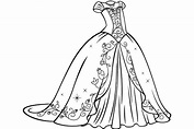 Dibujos de Vestido de Princesa para Colorear para Colorear, Pintar e ...