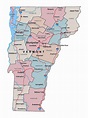 Administrative map of Vermont state with major cities | Vermont state ...