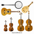 Variedad de instrumentos de cuerda | Vector Gratis