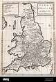 Mapa de Inglaterra anglosajona. Mapa del siglo xviii de Inglaterra ...