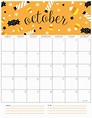 October Calendar Free Printable