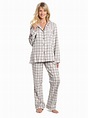 Womens 100% Cotton Lightweight Flannel Pajama Sleepwear Set - Gingham ...